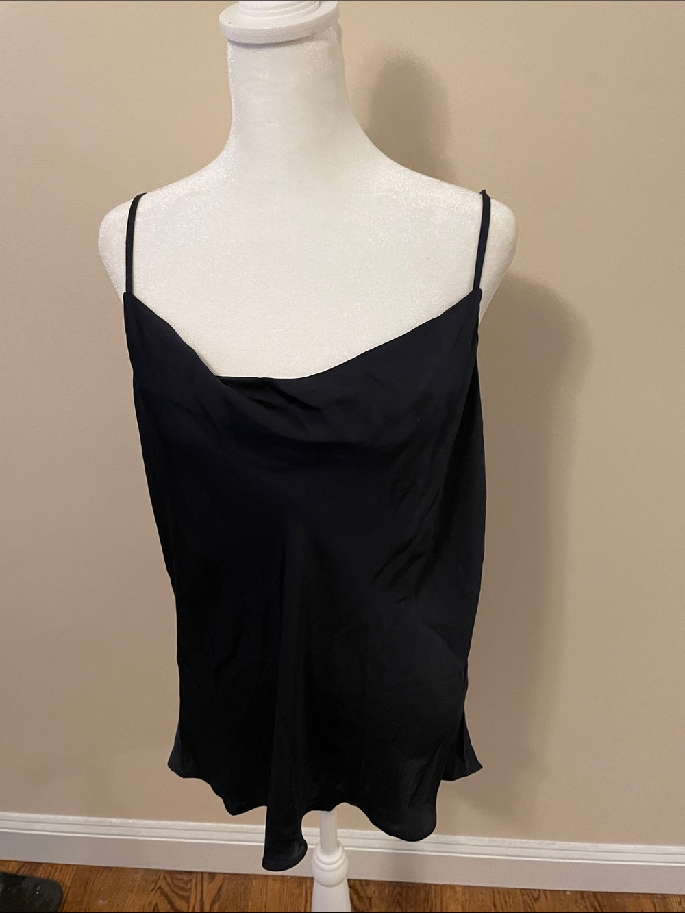 LOFT Black Satin Cowl Neck Camisole